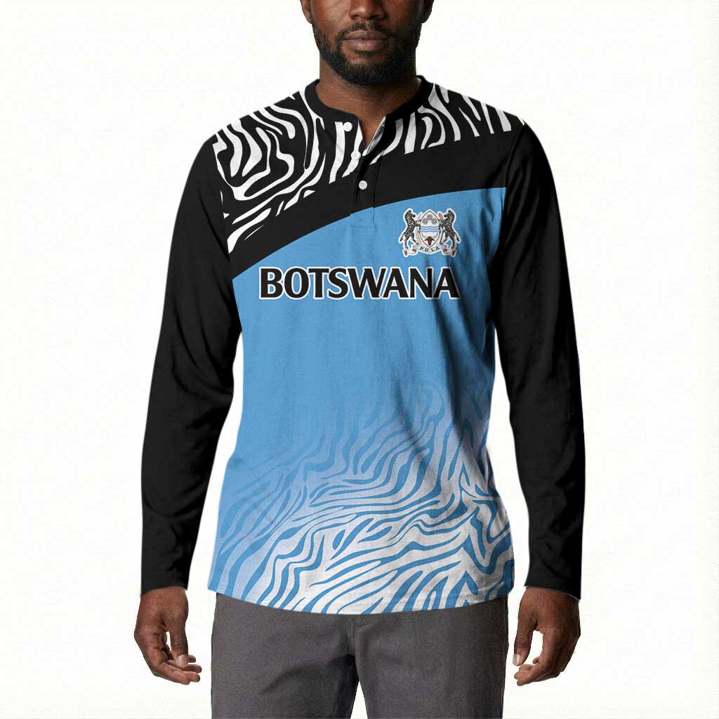 Botswana Cricket Custom Button Sweatshirt Baggy Blues African Zebra Skins Pattern