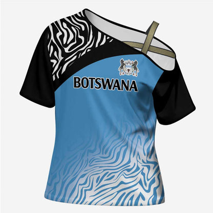 Botswana Cricket Custom Cross Shoulder Shirt Baggy Blues African Zebra Skins Pattern