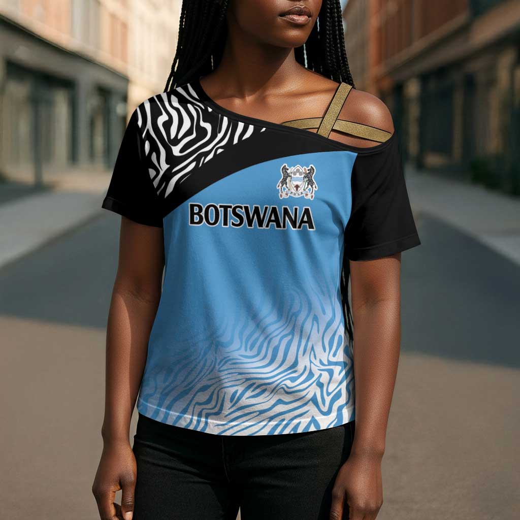 Botswana Cricket Custom Cross Shoulder Shirt Baggy Blues African Zebra Skins Pattern