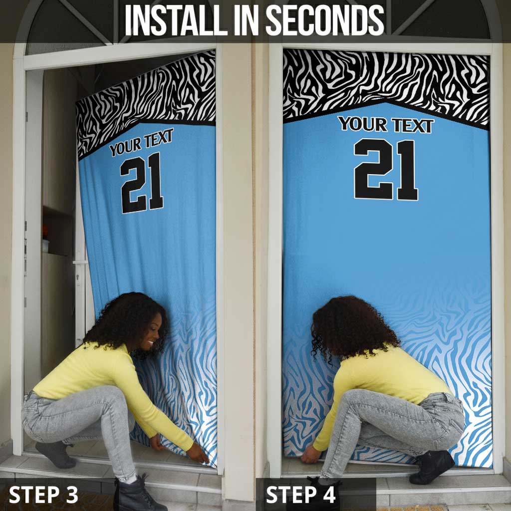 Botswana Cricket Custom Door Cover Baggy Blues African Zebra Skins Pattern