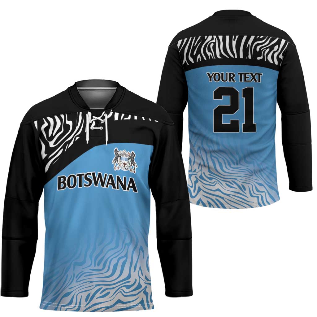 Botswana Cricket Custom Hockey Jersey Baggy Blues African Zebra Skins Pattern