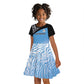 Botswana Cricket Custom Kid Short Sleeve Dress Baggy Blues African Zebra Skins Pattern - African Pride