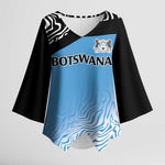 Botswana Cricket Custom Kimono Sleeve Blouse Baggy Blues African Zebra Skins Pattern