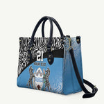 Botswana Cricket Custom Leather Bag Baggy Blues African Zebra Skins Pattern