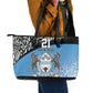 Botswana Cricket Custom Leather Tote Bag Baggy Blues African Zebra Skins Pattern - African Pride