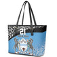 Botswana Cricket Custom Leather Tote Bag Baggy Blues African Zebra Skins Pattern - African Pride