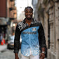 Botswana Cricket Custom Long Sleeve Button Shirt Baggy Blues African Zebra Skins Pattern - African Pride