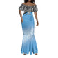 Botswana Cricket Custom Mermaid Dress Baggy Blues African Zebra Skins Pattern - African Pride
