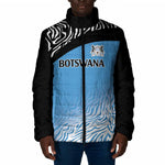 Botswana Cricket Custom Padded Jacket Baggy Blues African Zebra Skins Pattern