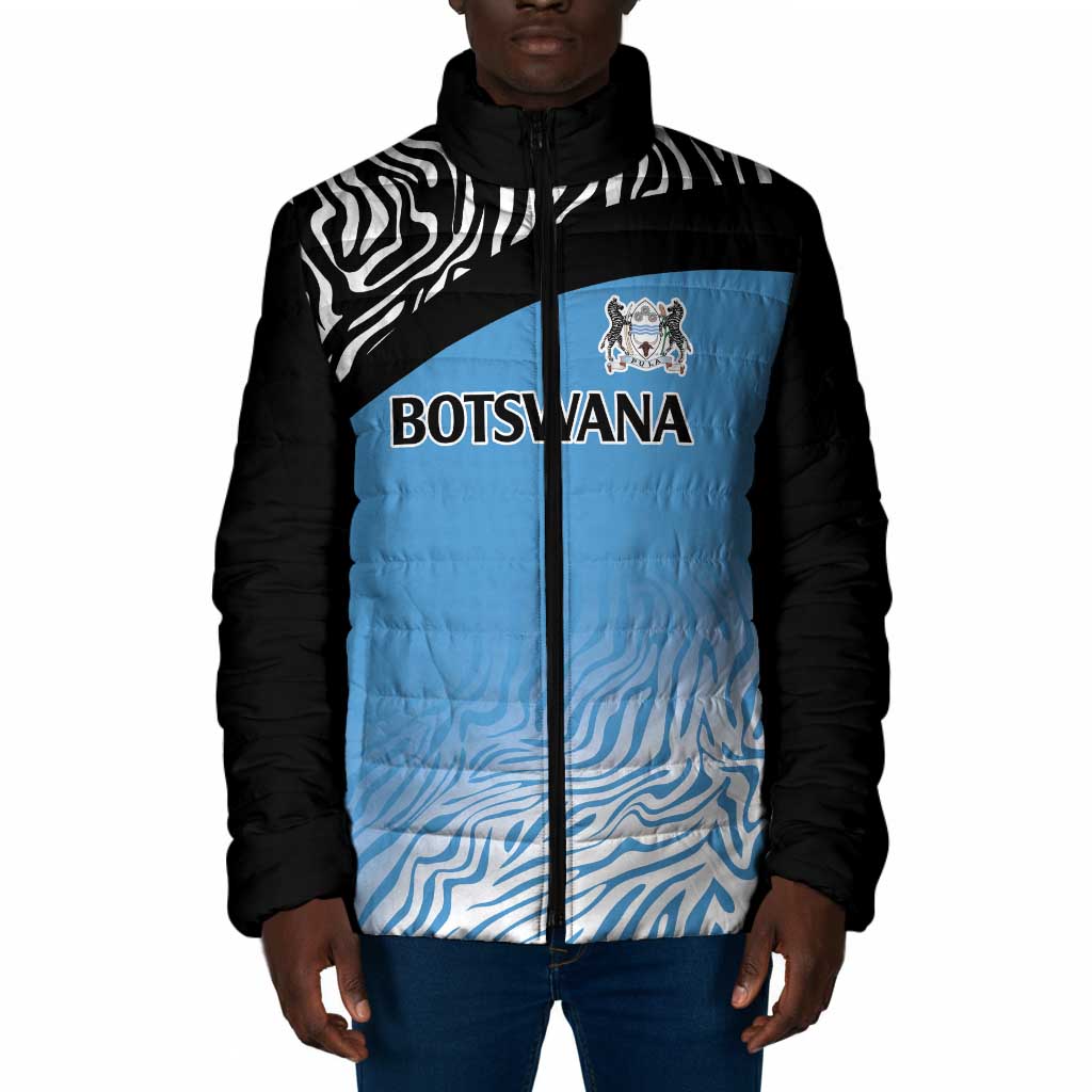 Botswana Cricket Custom Padded Jacket Baggy Blues African Zebra Skins Pattern
