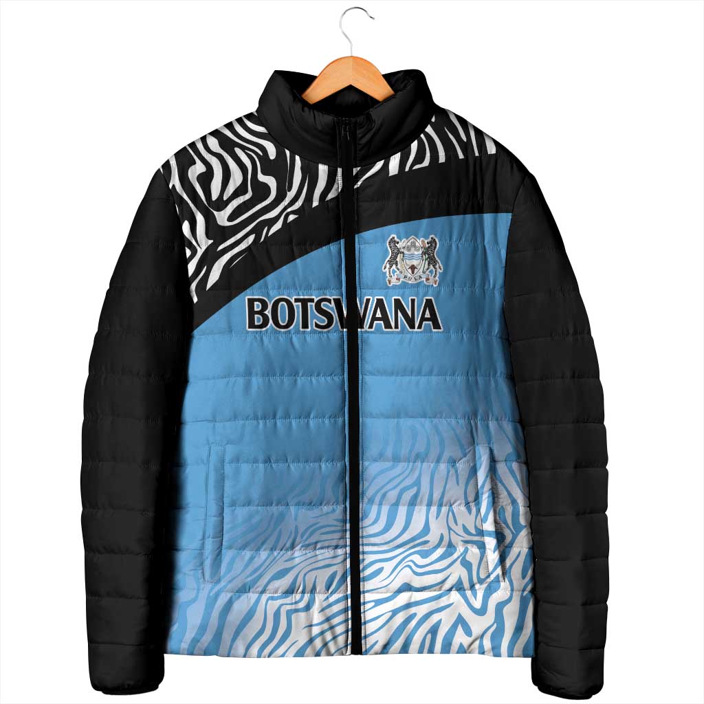 Botswana Cricket Custom Padded Jacket Baggy Blues African Zebra Skins Pattern