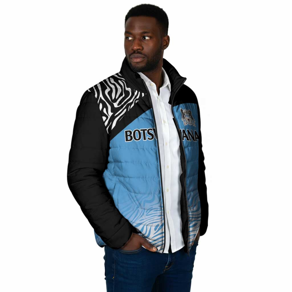 Botswana Cricket Custom Padded Jacket Baggy Blues African Zebra Skins Pattern