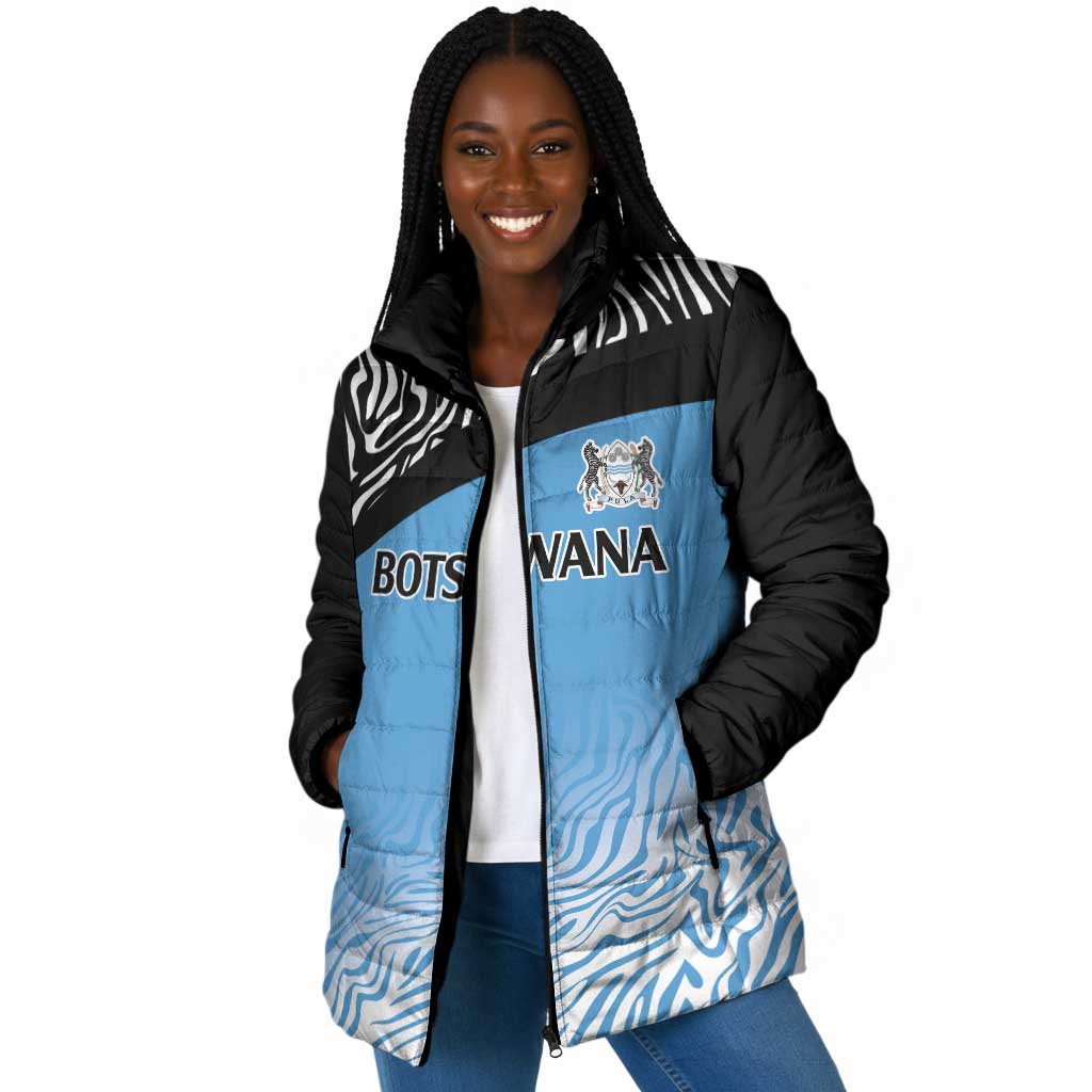 Botswana Cricket Custom Padded Jacket Baggy Blues African Zebra Skins Pattern