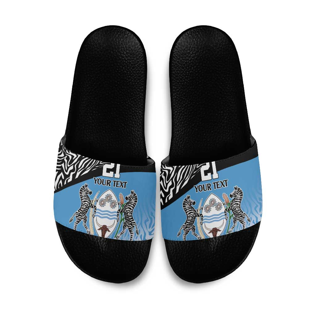Botswana Cricket Custom Slide Sandals Baggy Blues African Zebra Skins Pattern
