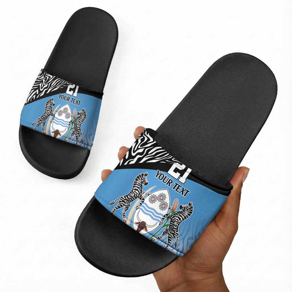 Botswana Cricket Custom Slide Sandals Baggy Blues African Zebra Skins Pattern