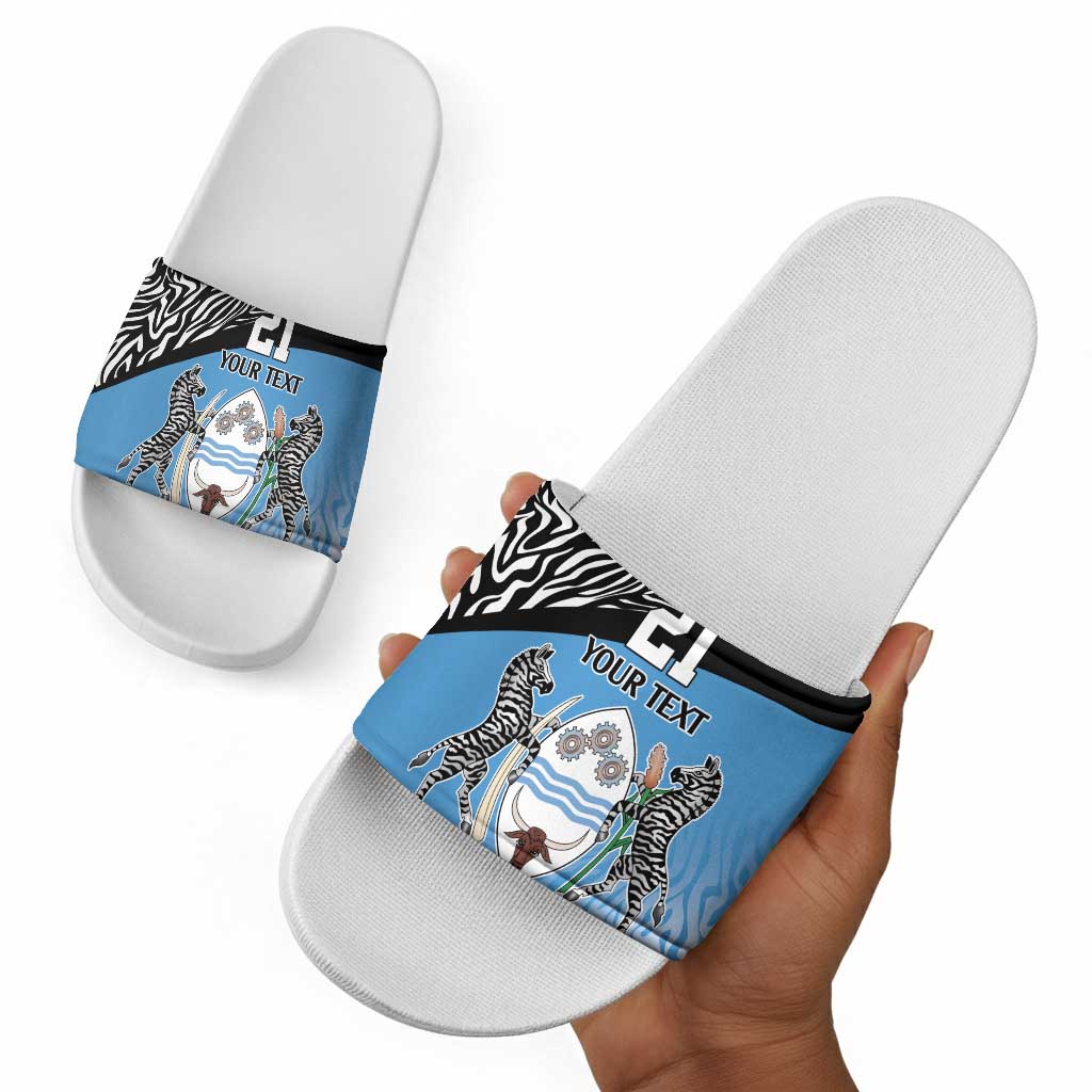 Botswana Cricket Custom Slide Sandals Baggy Blues African Zebra Skins Pattern