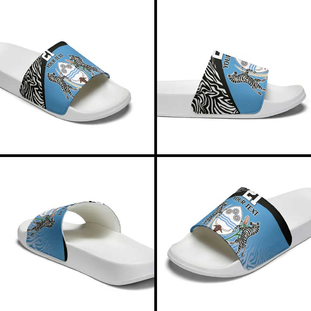 Botswana Cricket Custom Slide Sandals Baggy Blues African Zebra Skins Pattern