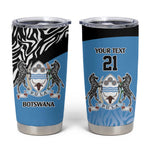Botswana Cricket Custom Tumbler Cup Baggy Blues African Zebra Skins Pattern - African Pride