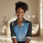 Botswana Cricket Custom Women Casual Shirt Baggy Blues African Zebra Skins Pattern - African Pride