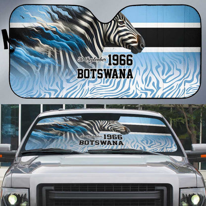 Botswana Independence Day 1966 Auto Sun Shade Tribal African Zebra Skins Pattern