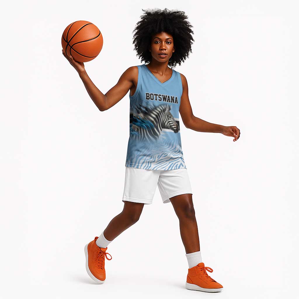 Botswana Independence Day 1966 Basketball Jersey Tribal African Zebra Skins Pattern LT9
