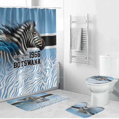 Botswana Independence Day 1966 Bathroom Set Tribal African Zebra Skins Pattern