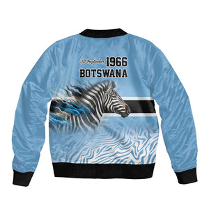 Botswana Independence Day 1966 Bomber Jacket Tribal African Zebra Skins Pattern - African Pride