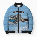 Botswana Independence Day 1966 Bomber Puffer Jacket Tribal African Zebra Skins Pattern