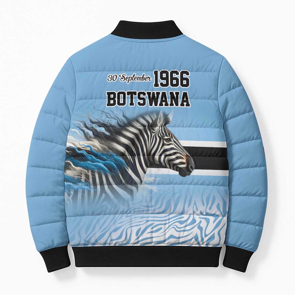 Botswana Independence Day 1966 Bomber Puffer Jacket Tribal African Zebra Skins Pattern