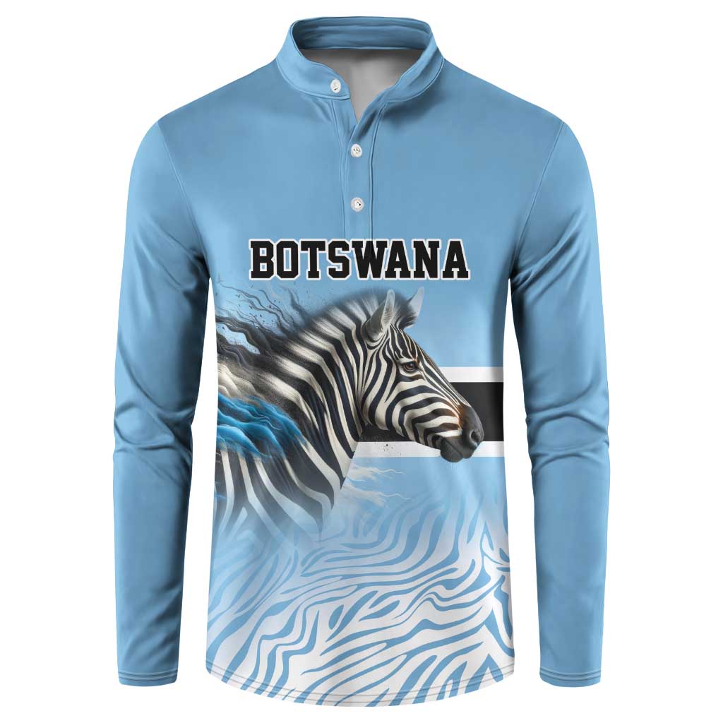 Botswana Independence Day 1966 Button Sweatshirt Tribal African Zebra Skins Pattern