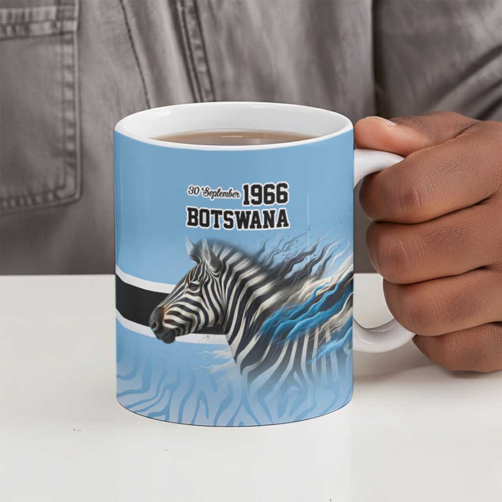 Botswana Independence Day 1966 Ceramic Mug Tribal African Zebra Skins Pattern