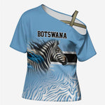 Botswana Independence Day 1966 Cross Shoulder Shirt Tribal African Zebra Skins Pattern