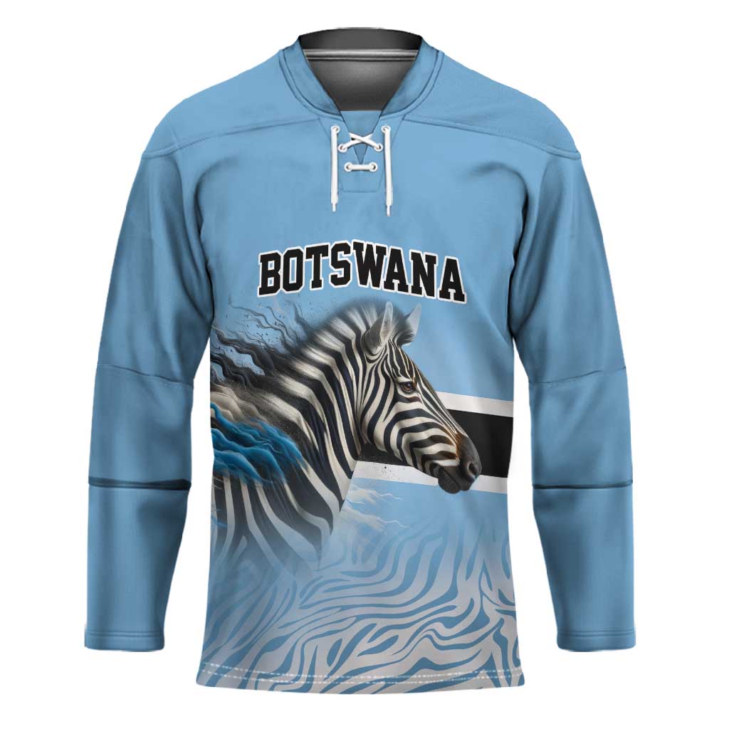 Botswana Independence Day 1966 Hockey Jersey Tribal African Zebra Skins Pattern