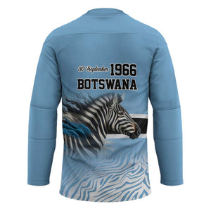 Botswana Independence Day 1966 Hockey Jersey Tribal African Zebra Skins Pattern