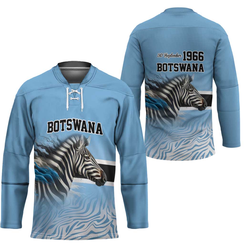 Botswana Independence Day 1966 Hockey Jersey Tribal African Zebra Skins Pattern