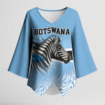 Botswana Independence Day 1966 Kimono Sleeve Blouse Tribal African Zebra Skins Pattern