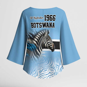 Botswana Independence Day 1966 Kimono Sleeve Blouse Tribal African Zebra Skins Pattern