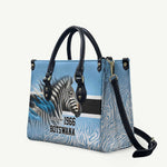 Botswana Independence Day 1966 Leather Bag Tribal African Zebra Skins Pattern