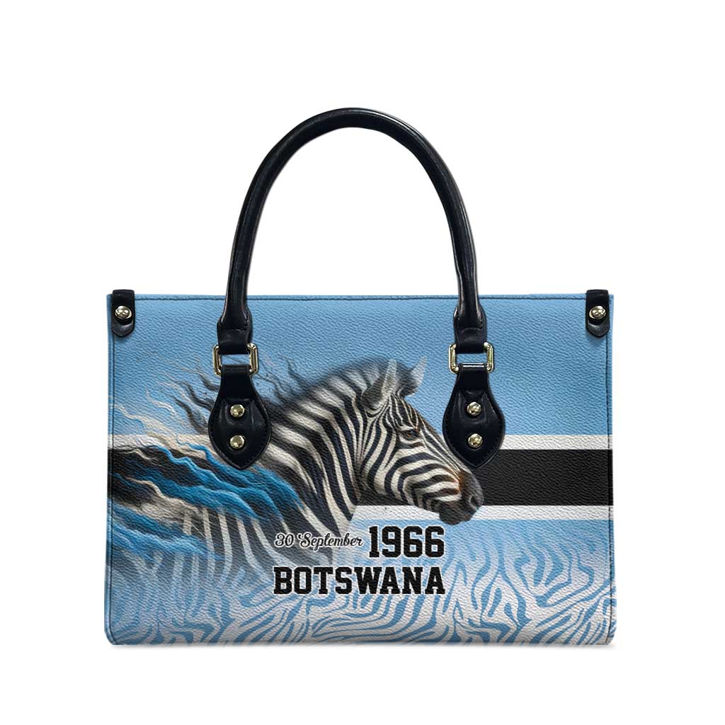 Botswana Independence Day 1966 Leather Bag Tribal African Zebra Skins Pattern