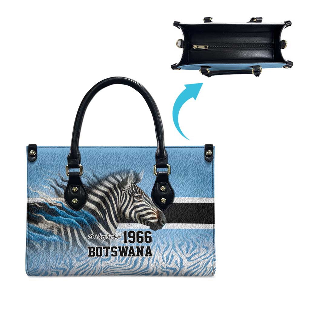 Botswana Independence Day 1966 Leather Bag Tribal African Zebra Skins Pattern