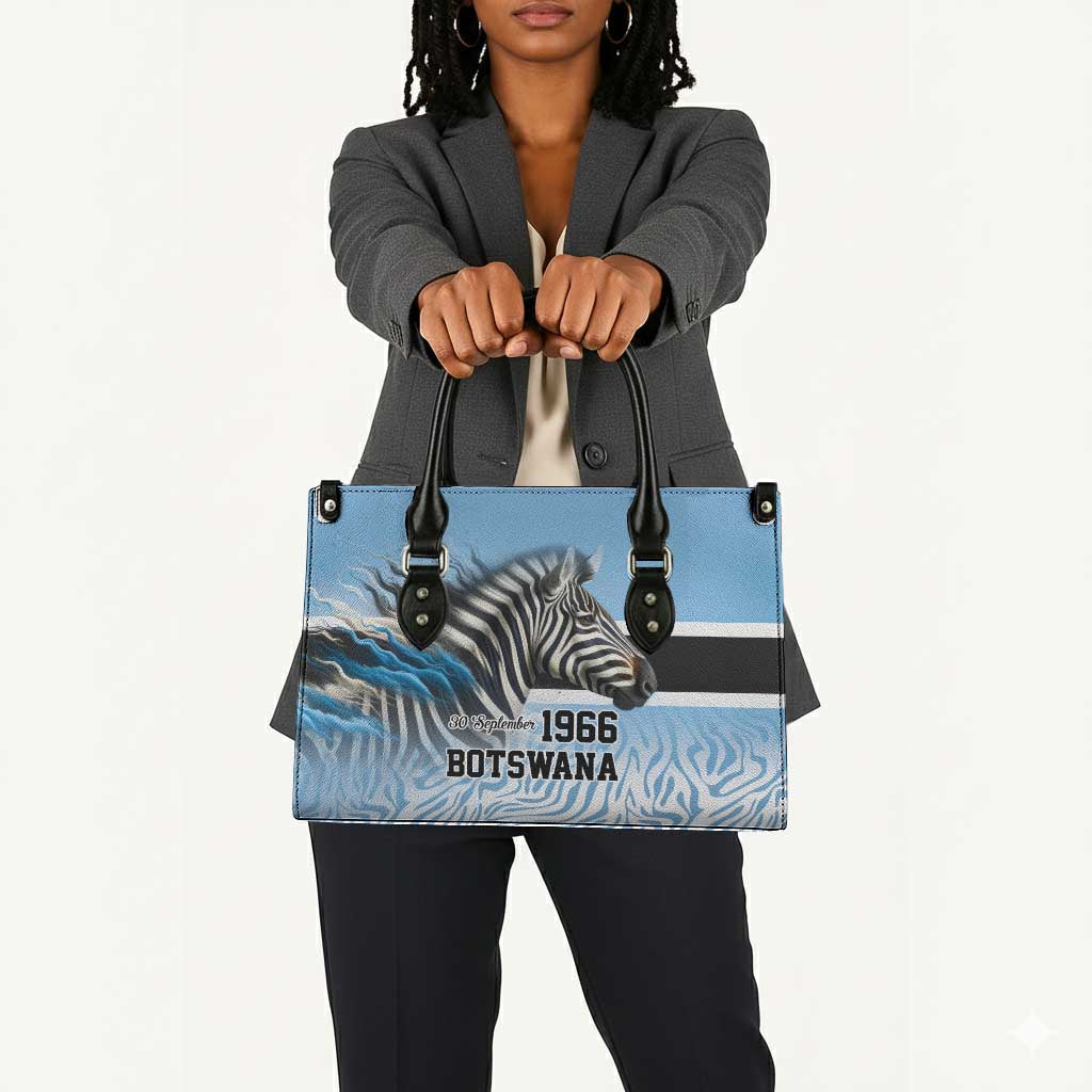 Botswana Independence Day 1966 Leather Bag Tribal African Zebra Skins Pattern