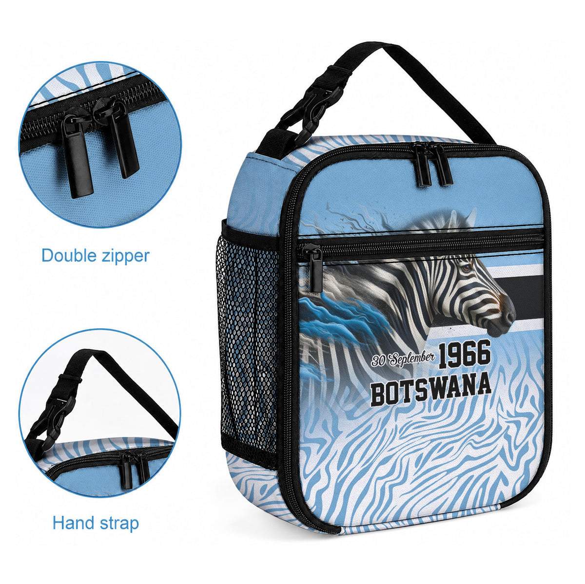 Botswana Independence Day 1966 Lunch Bag Tribal African Zebra Skins Pattern
