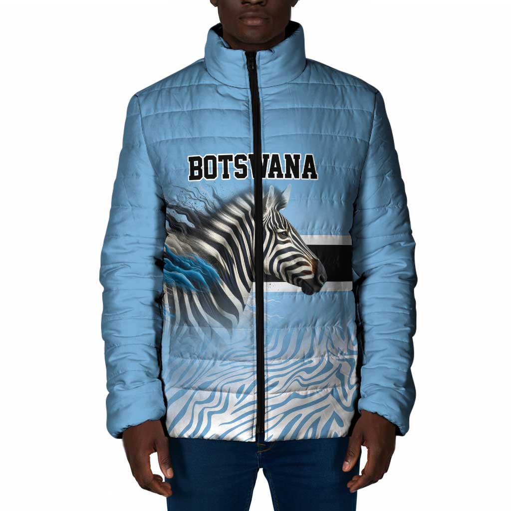 Botswana Independence Day 1966 Padded Jacket Tribal African Zebra Skins Pattern