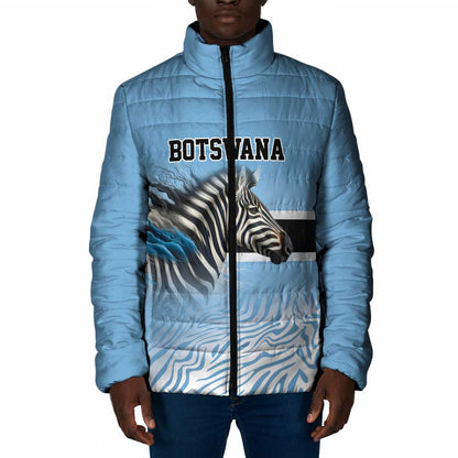 Botswana Independence Day 1966 Padded Jacket Tribal African Zebra Skins Pattern