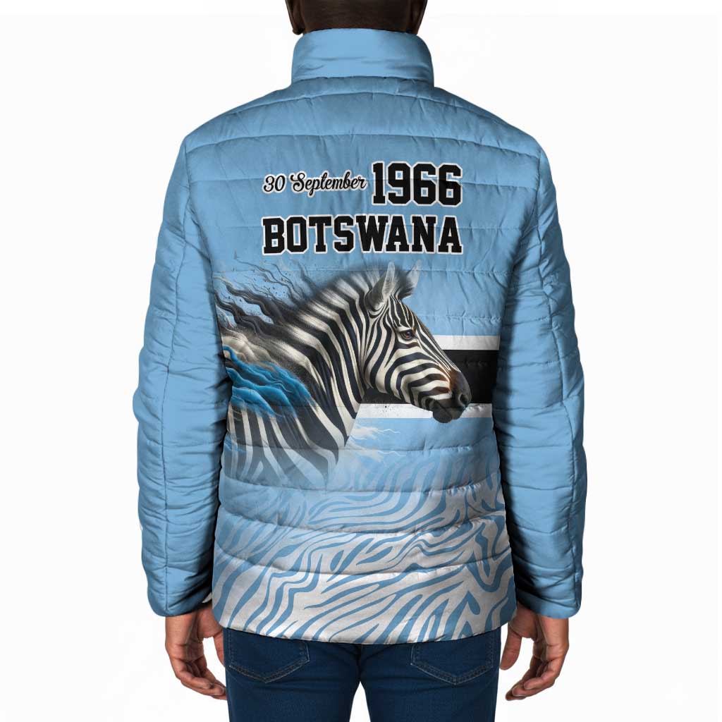 Botswana Independence Day 1966 Padded Jacket Tribal African Zebra Skins Pattern