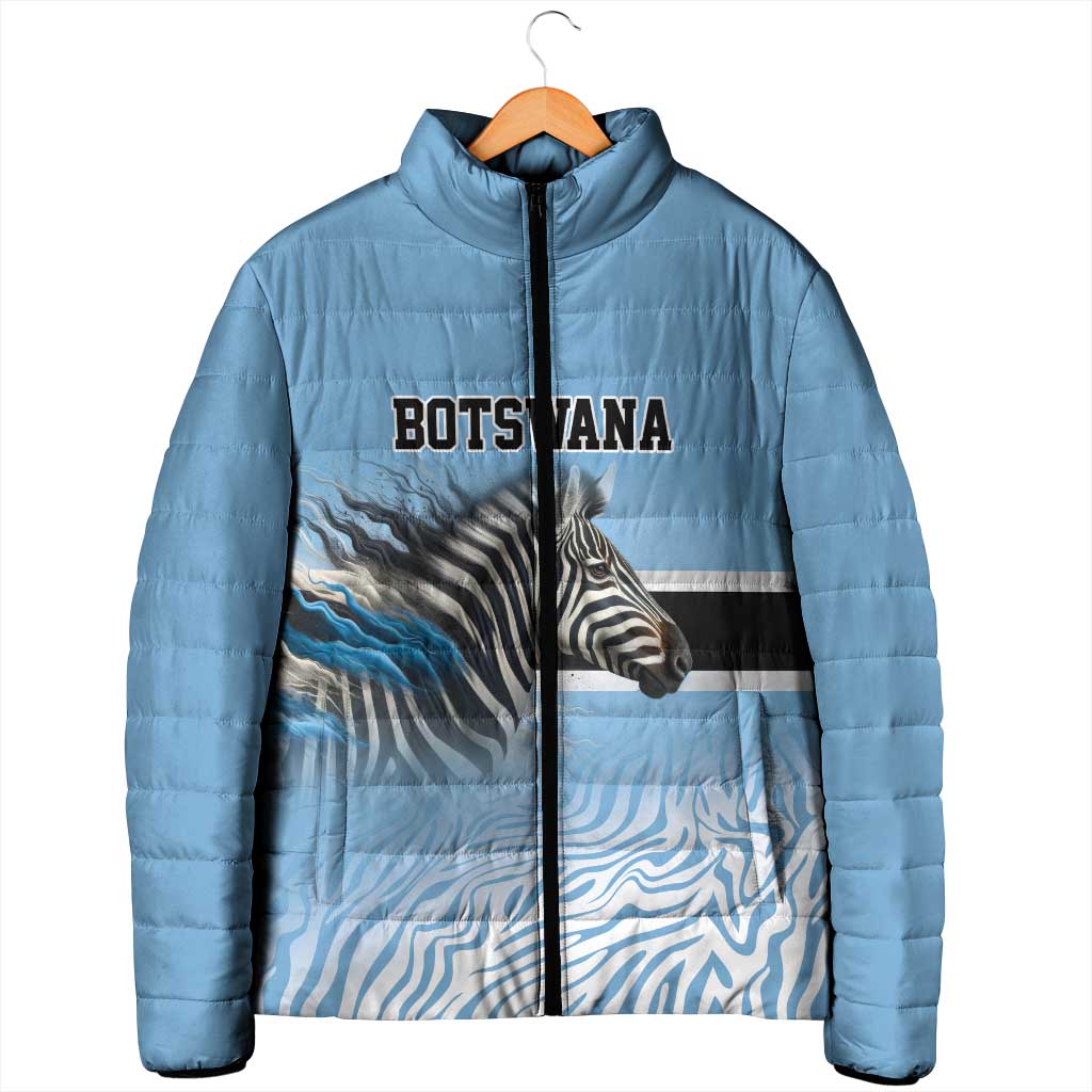 Botswana Independence Day 1966 Padded Jacket Tribal African Zebra Skins Pattern