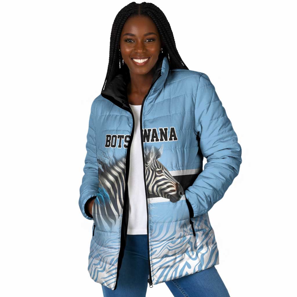 Botswana Independence Day 1966 Padded Jacket Tribal African Zebra Skins Pattern