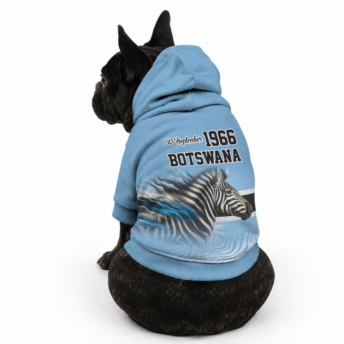 Botswana Independence Day 1966 Pet Hoodie Tribal African Zebra Skins Pattern