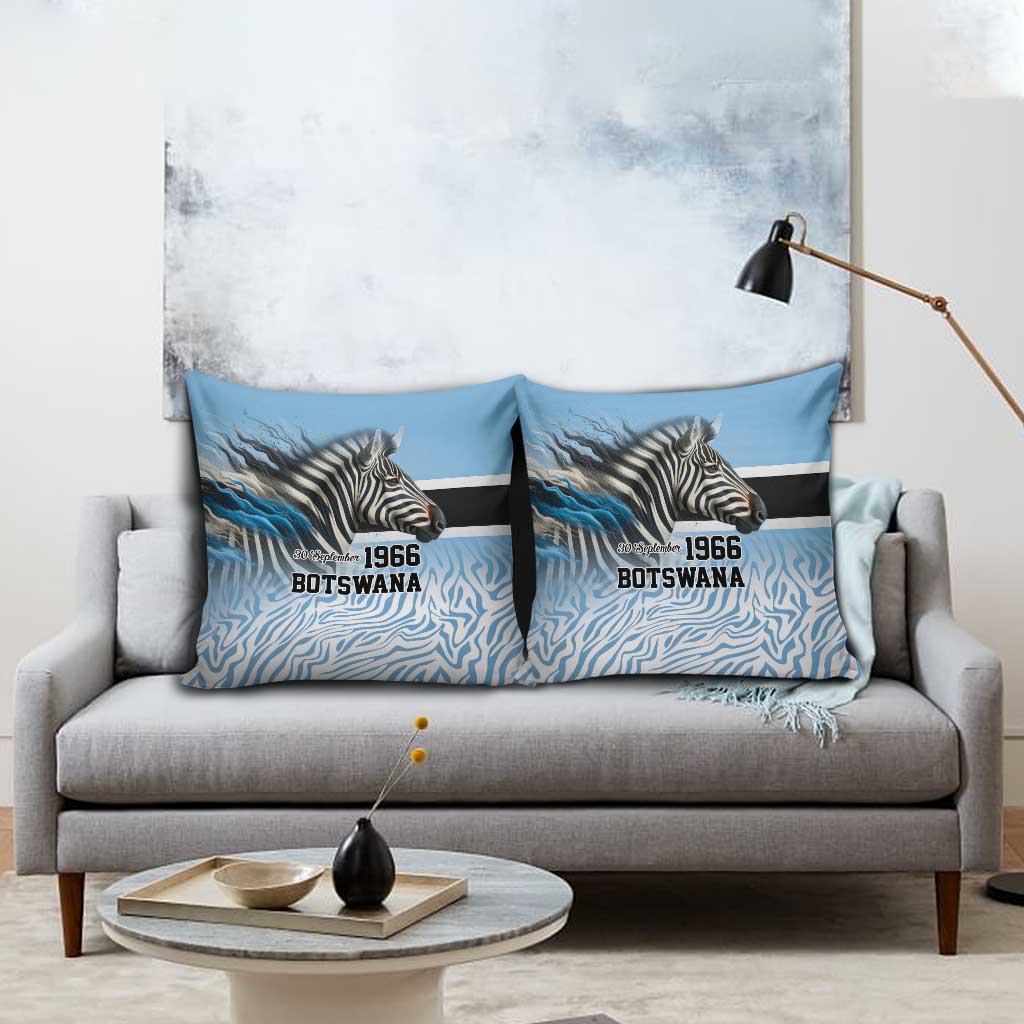Botswana Independence Day 1966 Pillow Cover Tribal African Zebra Skins Pattern