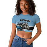 Botswana Independence Day 1966 Raglan Cropped T shirt Tribal African Zebra Skins Pattern - African Pride